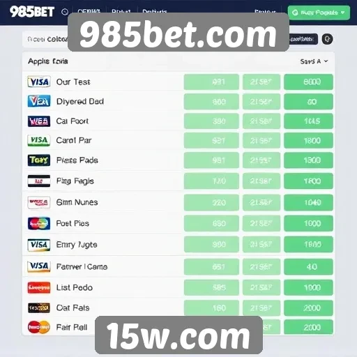 Opções de pagamento disponíveis na 985bet